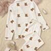 90ca5579-57b6-4ddb-afc6-0c8626048003 Ensemble Pyjama Femme à Col Ouvert et Imprimé Ours en Peluche Sans Plis avec Manches Longues pour l'Automne et l'Hiver (TEMU)