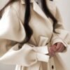 Manteau d'hiver beige pour femme - Blazer à col revers avec ceinture, manches courtes et structure rigide. Col en V (TEMU)
