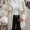 Manteau d'hiver élégant pour femmes avec fermeture éclair intégrale et col à capuche - Veste extérieuse style polaire beige(TEMU)