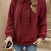 Sweat à capuche rouge décontracté pour femme - Manches longues, cordon de serrage, sweat-shirt avec poche avant (TEMU)