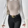 Chemise Élégante Décontractée pour Femmes à Manches Longues - Design Inspiré du Moyen-Orient avec Blocs de Couleur(TEMU)