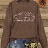 Pull confortable marron pour femme avec motif de montagne (TEMU)