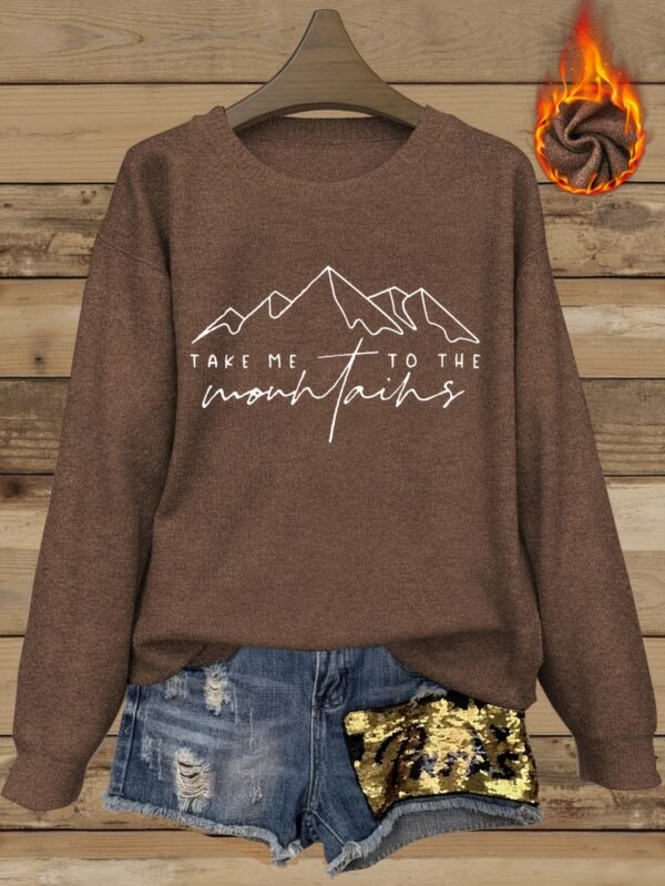 Pull confortable marron pour femme avec motif de montagne (TEMU)