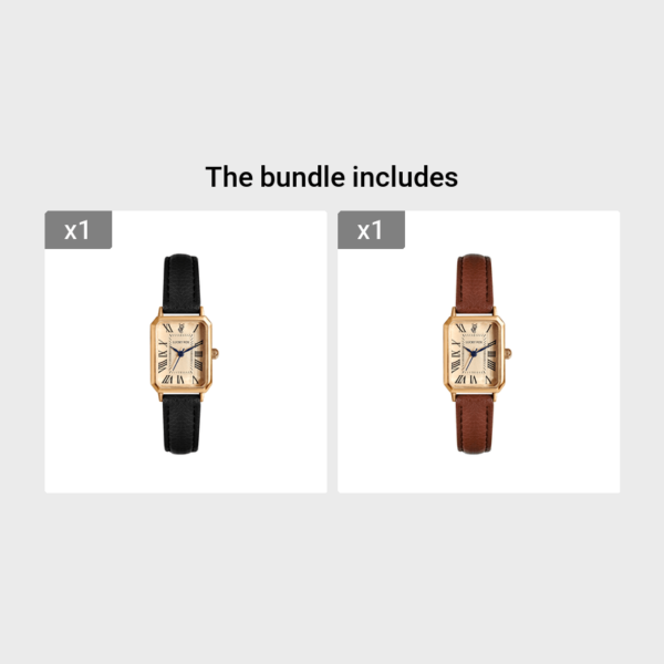 Montre à quartz élégante vintage carrée avec chiffres romains pour femme LUCKYFOX(TEMU)