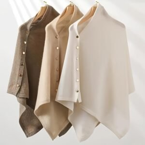 châle pour femme 100% laine - Châle et écharpe multifonctionnel élégant, minimaliste et de luxe avec fermeture à bouton-pression(TEMU)