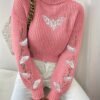 Pull Décontracté à Col Montant Papillon pour Femmes (TEMU)