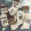 5 Paires de Chaussettes Vintage à Imprimé Lettres - (TEMU)