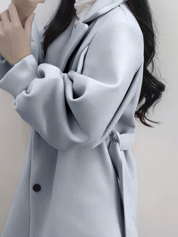 Manteau d'hiver beige pour femme - Blazer à col revers avec ceinture, manches courtes et structure rigide. Col en V (TEMU)