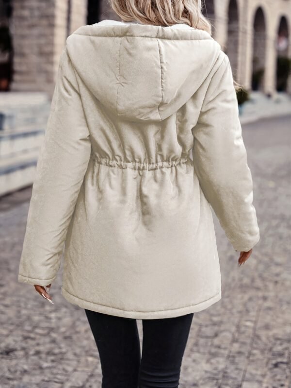 Manteau d'hiver élégant pour femmes avec fermeture éclair intégrale et col à capuche - Veste extérieuse style polaire beige(TEMU)