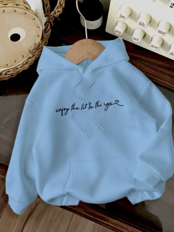 Sweat à capuche décontracté pour femmes avec impression de lettres "Enjoy the Little Things" (TEMU)