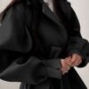 Manteau d'hiver beige pour femme - Blazer à col revers avec ceinture, manches courtes et structure rigide. Col en V (TEMU)