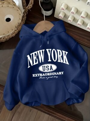 Sweat à capuche pour femme New York USA avec imprimé de lettres - Pull décontracté à manches longues avec lettrage(TEMU)
