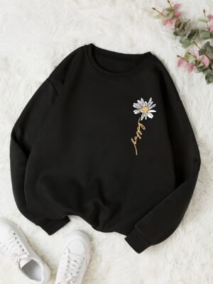 Sweat-shirt à imprimé marguerite(TEMU)