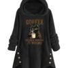 Sweat à capuche imprimé chat et slogan, sweat-shirt décontracté à manches longues avec boutons décoratifs, vêtements pour femmes(TEMU)
