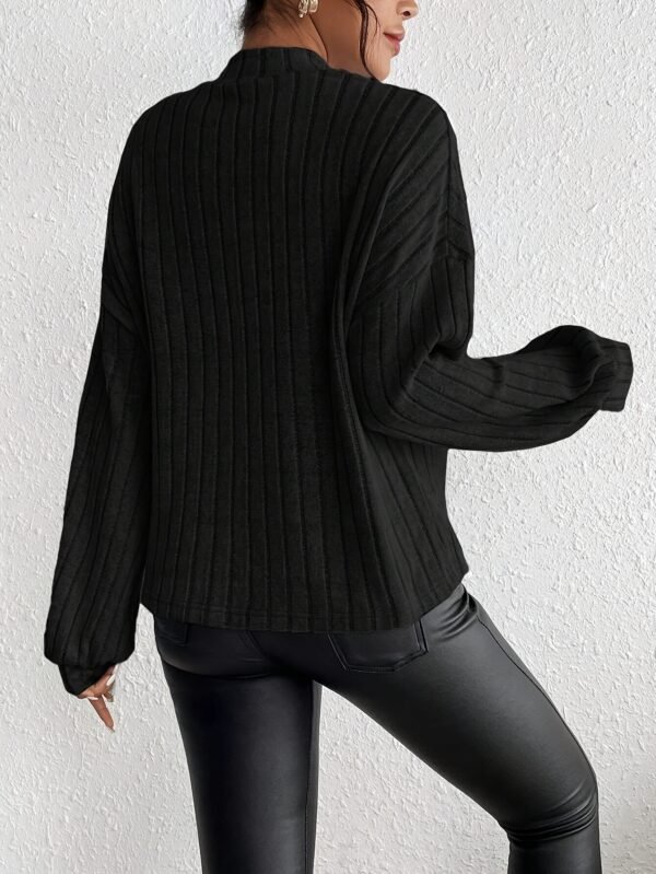 bb2e948e-0e98-4e2f-af7d-eb3a7376aa53 T-shirt à manches longues de couleur unie, haut élégant à col montant pour le printemps et l'automne(TEMU)