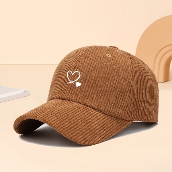 1pc Casquette en Velours Côtelé Imprimé Deux Cœurs pour Femmes (TEMU)