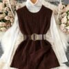 (TEMU)Gilet élégant de couleur unie pour femmes -  marron, parfait pour des tenues décontractées ou chic