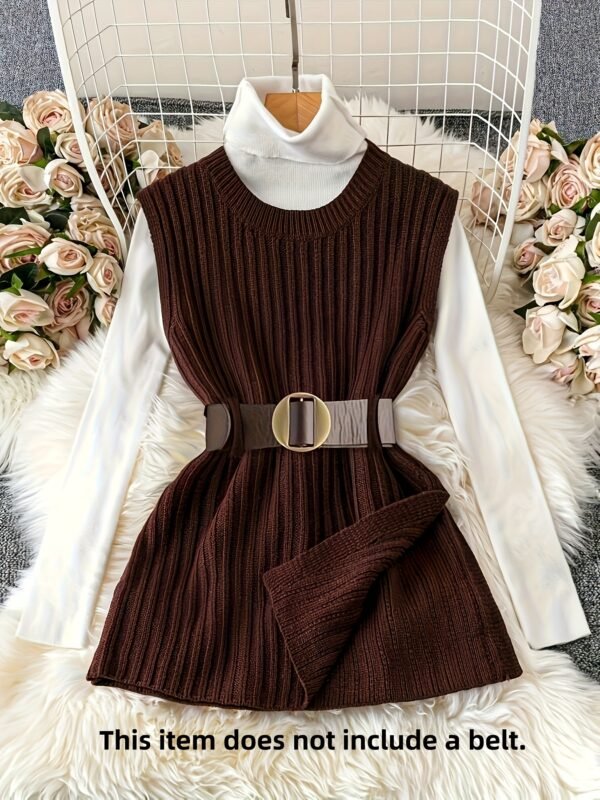 (TEMU)Gilet élégant de couleur unie pour femmes -  marron, parfait pour des tenues décontractées ou chic