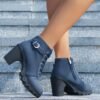 Femmes Bottes Courtes À Talons Chunky Unies, Bottes À Lacets de Mode Cheville À Fermeture Éclair Latérale Confortables Pour Femmes(TEMU)