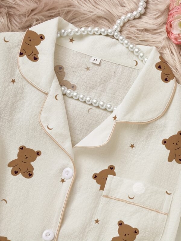 cc7eebf5-f28a-4795-a4b5-9ef273feae70 Ensemble Pyjama Femme à Col Ouvert et Imprimé Ours en Peluche Sans Plis avec Manches Longues pour l'Automne et l'Hiver (TEMU)