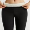 (TEMU) Collants Doux et Doublés en Polaire, Pantalons Longs à Taille Haute