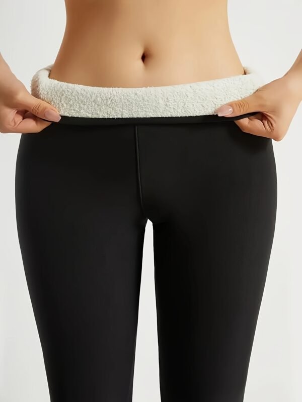 (TEMU) Collants Doux et Doublés en Polaire, Pantalons Longs à Taille Haute