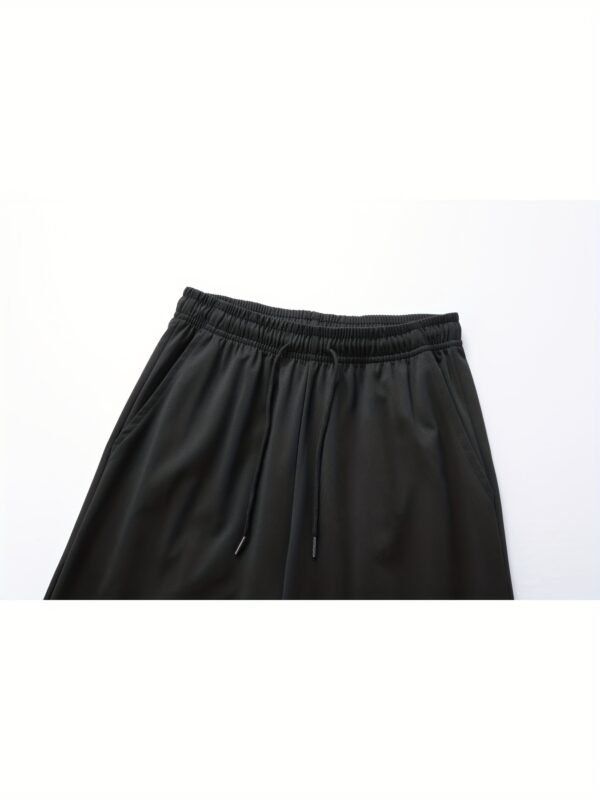 Pantalon taille haute pour femme avec ceinture à cordon, tissu élastique, poches latérales (TEMU)
