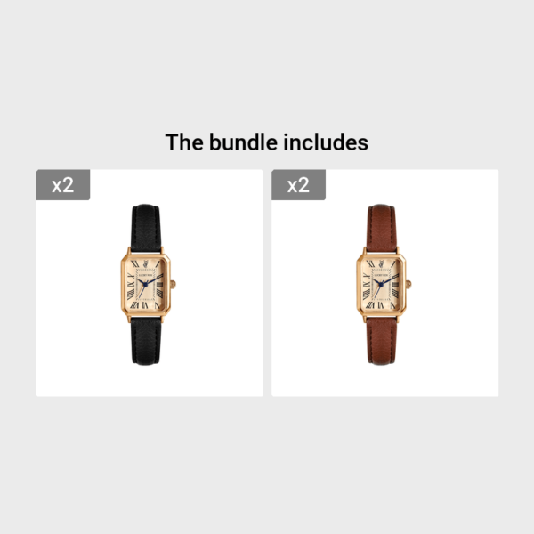 Montre à quartz élégante vintage carrée avec chiffres romains pour femme LUCKYFOX(TEMU)