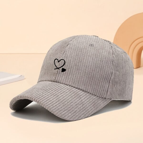 1pc Casquette en Velours Côtelé Imprimé Deux Cœurs pour Femmes (TEMU)