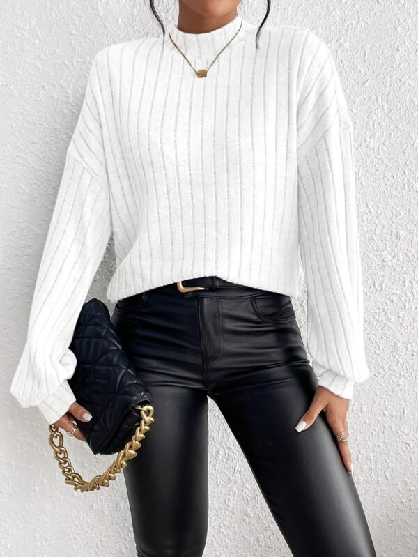 d7ca501d-ec21-4e6b-989d-d8f6c8633ef2 T-shirt à manches longues de couleur unie, haut élégant à col montant pour le printemps et l'automne(TEMU)