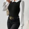 Chemise Élégante Décontractée pour Femmes à Manches Longues - Design Inspiré du Moyen-Orient avec Blocs de Couleur(TEMU)