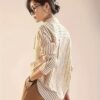 Chemise Élégante à Rayures pour Femme - Manches Longues Décontractées (TEMU)