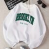 Pull Brooklyn New York Imprimé Graphique pour Femmes - Blanc avec Lettrage Vert, Manches Longues Col Rond Décontracté (TEMU)