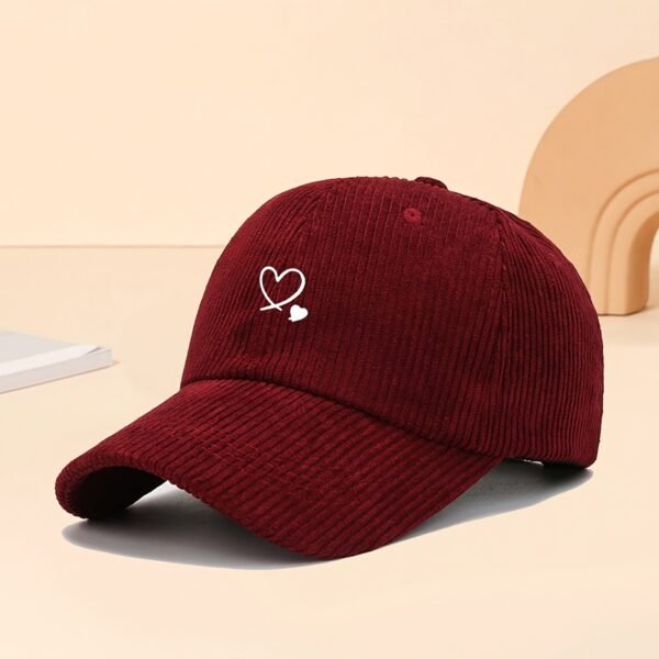1pc Casquette en Velours Côtelé Imprimé Deux Cœurs pour Femmes (TEMU)