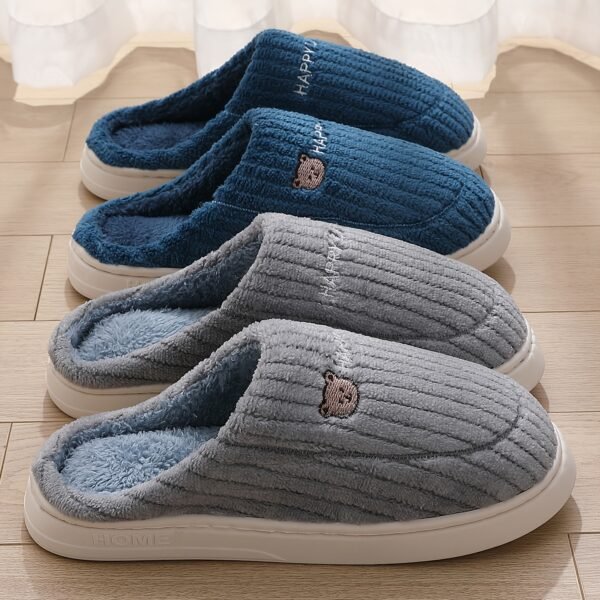 Chaussons d'intérieur- Enfiler avec dessus en tissu doux et semelle  antidérapante (TEMU)