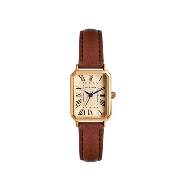 Montre à quartz élégante vintage carrée avec chiffres romains pour femme LUCKYFOX(TEMU)