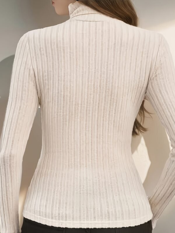 Pull Élégant à Col Roulé pour Femme - 100% Polyester, Manches Longues, Top Automne-Hiver Lavable en Machine, Pull Uni pour Tenues Décontractées et Formelles, Style Sophistiqué, Construction de Qualité