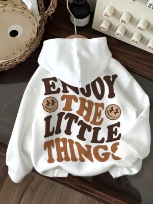 Pull-over Épais à Capuche pour Femme - "JOUIS DES PETITES CHOSES" Sweat-shirt Doublé en Polaire Confortable(TEMU)