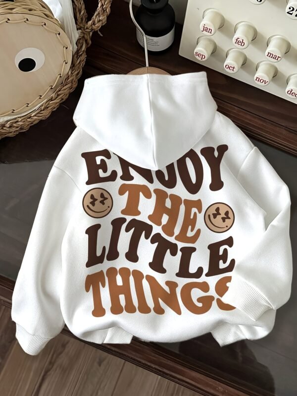 Pull-over Épais à Capuche pour Femme - "JOUIS DES PETITES CHOSES" Sweat-shirt Doublé en Polaire Confortable(TEMU)