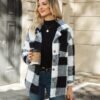 Manteau d'hiver à carreaux longueur pleine fermeture boutonnée – Blazer décontracté pour vêtements extérieurs(TEMU)