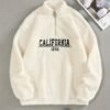 California 1846 Sweat-shirt pull à broder pour femmes - Pull à manches longues en polaire confortable avec capuche décontractée et col montant (TEMU)
