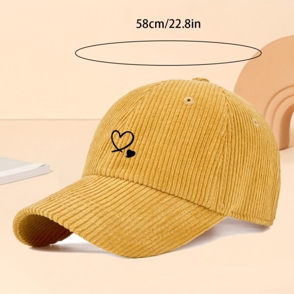 1pc Casquette en Velours Côtelé Imprimé Deux Cœurs pour Femmes (TEMU)