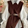 (TEMU)Gilet élégant de couleur unie pour femmes -  marron, parfait pour des tenues décontractées ou chic