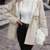 Manteau d'hiver élégant pour femmes avec fermeture éclair intégrale et col à capuche - Veste extérieuse style polaire beige(TEMU)