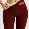 (TEMU) Collants Doux et Doublés en Polaire, Pantalons Longs à Taille Haute