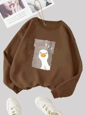 Pull Femme à Col Rond Imprimé Canard Cartoon (TEMU)
