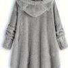 Sweat à capuche imprimé chat et slogan, sweat-shirt décontracté à manches longues avec boutons décoratifs, vêtements pour femmes(TEMU)