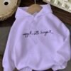 Sweat à capuche décontracté pour femmes avec impression de lettres "Enjoy the Little Things" (TEMU)