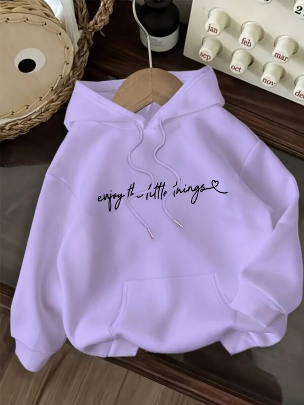 Sweat à capuche décontracté pour femmes avec impression de lettres "Enjoy the Little Things" (TEMU)