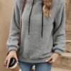 Sweat à capuche rouge décontracté pour femme - Manches longues, cordon de serrage, sweat-shirt avec poche avant (TEMU)
